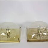 Pair of 80s sconces, white spiral decoration.