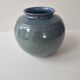 Blue-green ceramic round vase signed (Pictogram to be identified)