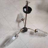 3-light glass globe chandelier, known as "tulip" glass.