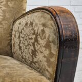 1950s, Danish vintage relax armchair, furniture velour, ash wood.