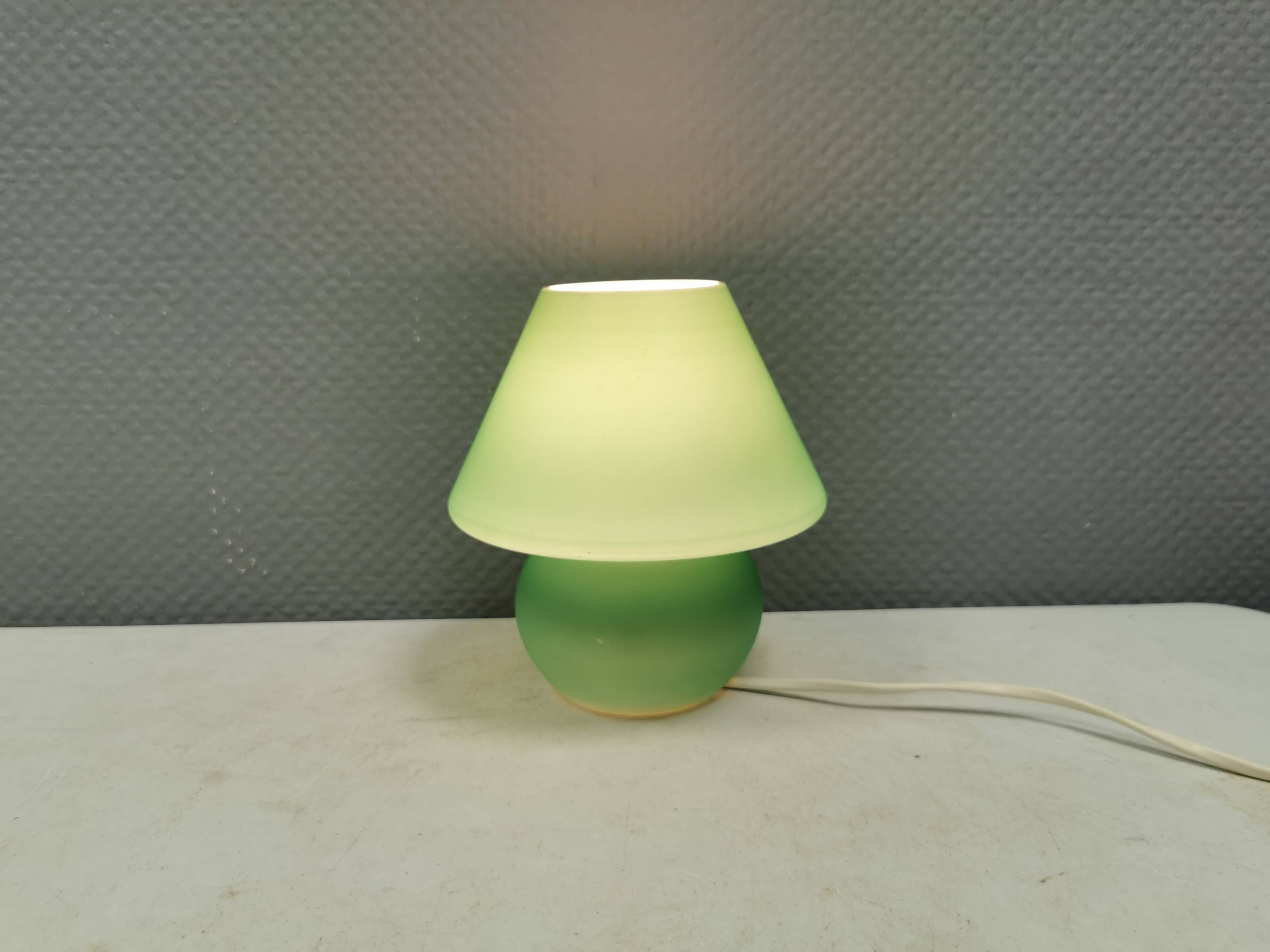 Retro green 'mushroom' table lamp, Danish from the 1980s-90s.