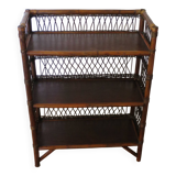 Bookcase - Bibus - 3 levels - woven rattan - bamboo - Vintage - 70s