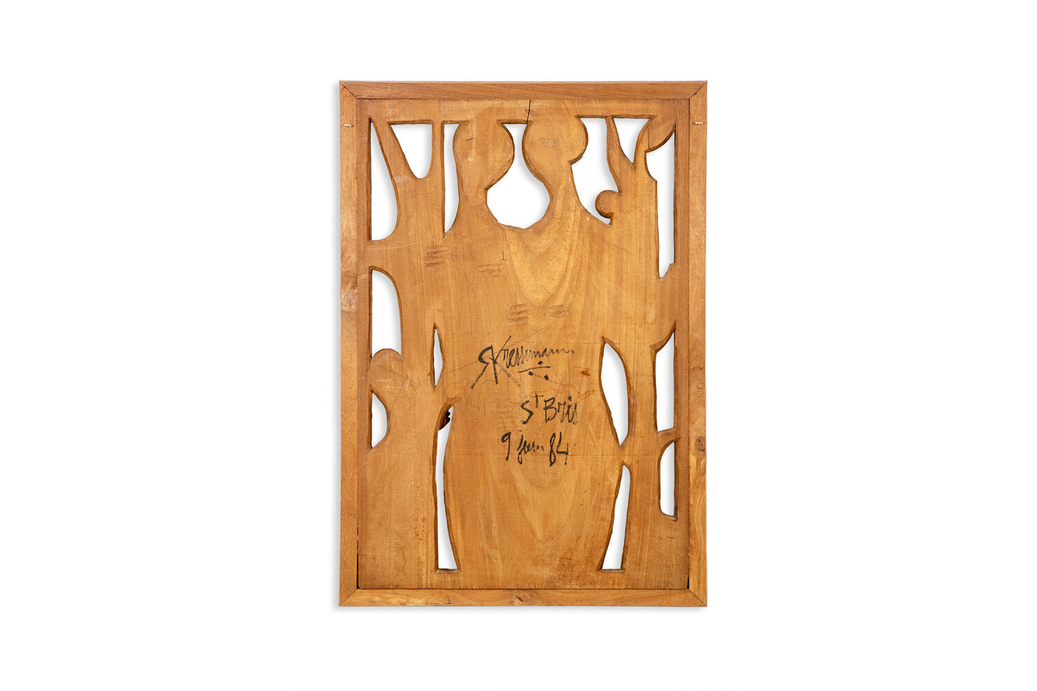 Roger Kressmann. Carved walnut panel with a gouge. 1980s.