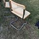 Vintage Pair  chrome cantilever chairs with cane, 1970s
