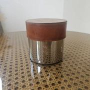 Vintage pot in stainless steel and leather Grasoli