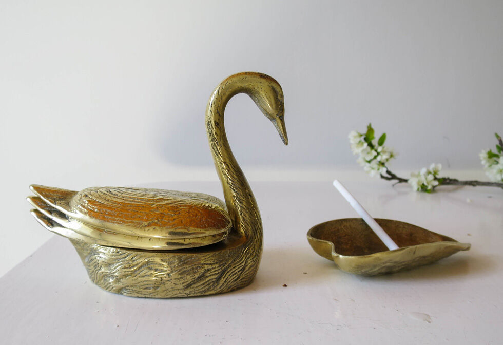 Swan brass ashtrays