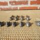10 vintage name holders / bird knives silea in metal