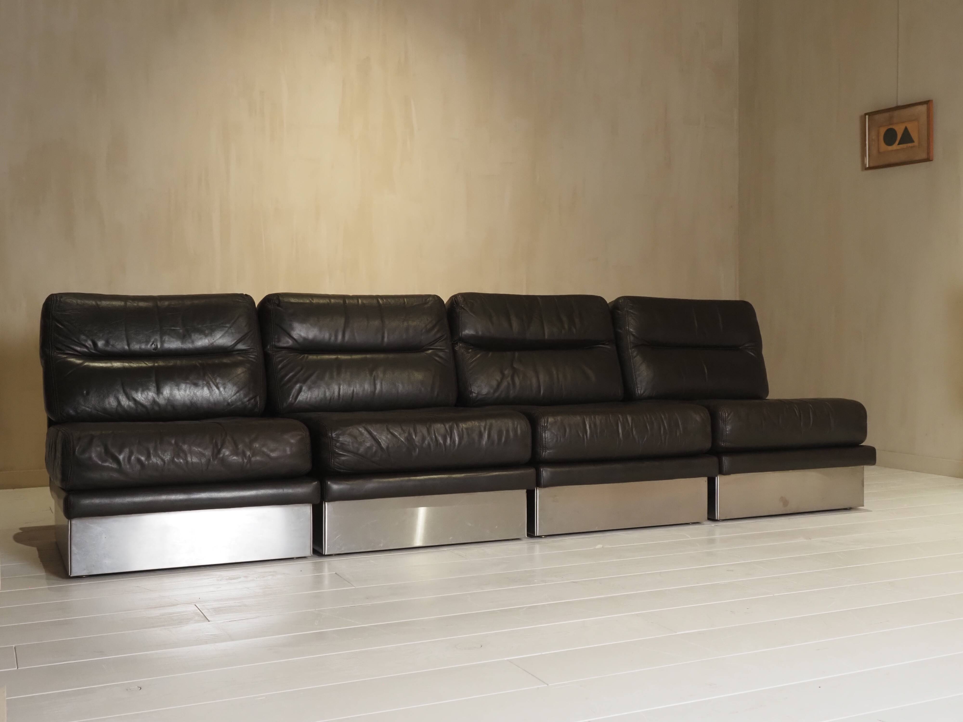 Roche Bobois French lounge chair set from the 1970s