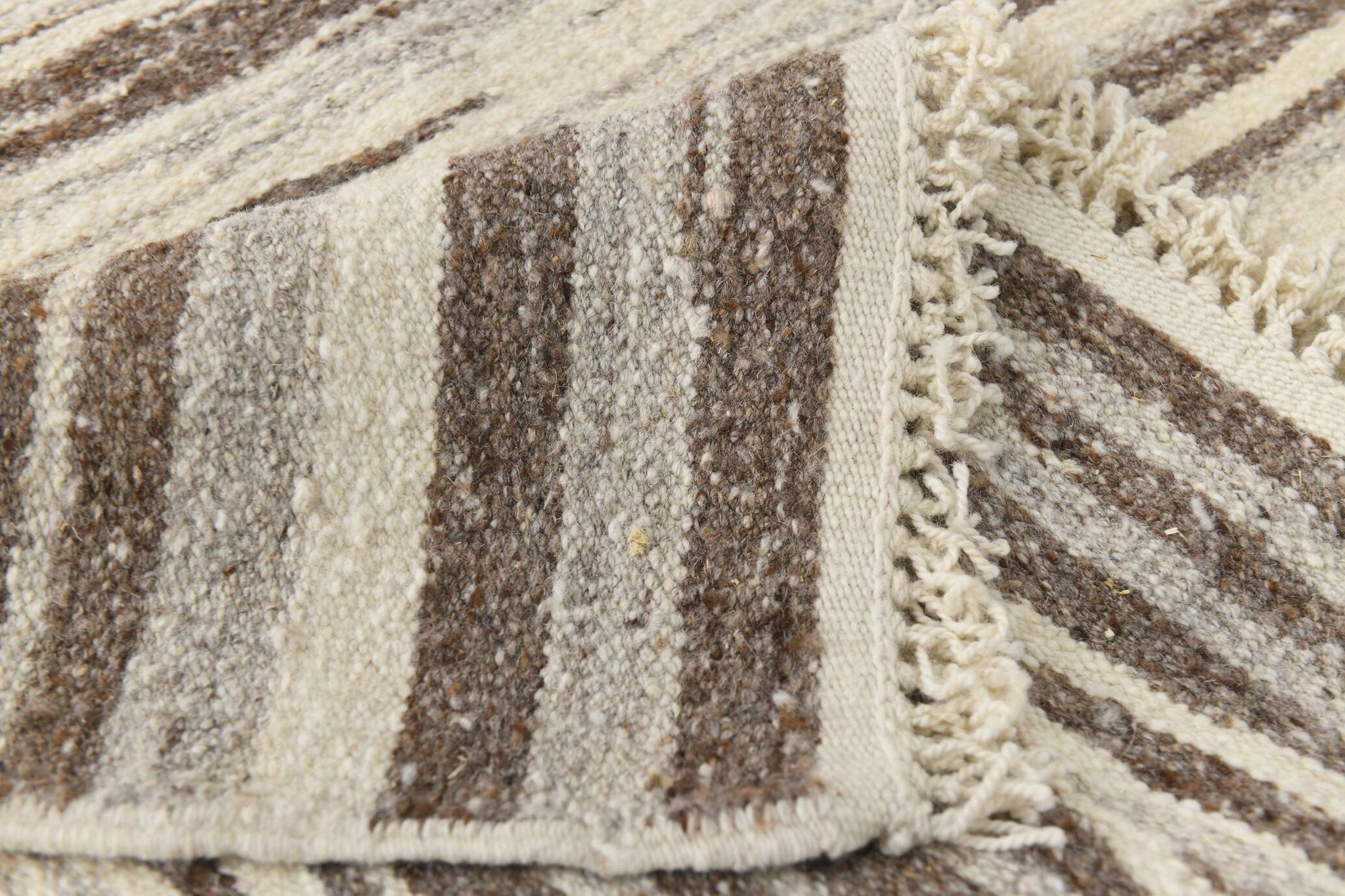 8x10 Striped Pattern Brown & Beige Vintage Kilim Rug, 232x291Cm