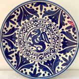 Large service dish blue dragon decoration
