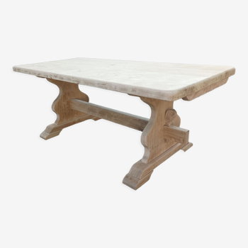 Solid oak monastery table with two extensions