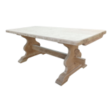 Solid oak monastery table with two extensions