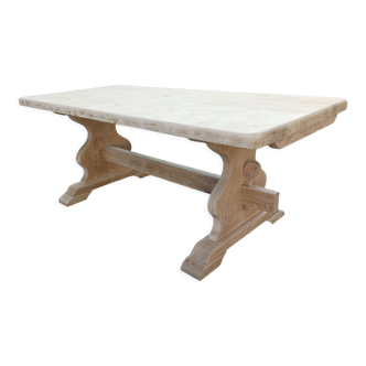 Solid oak monastery table with two extensions