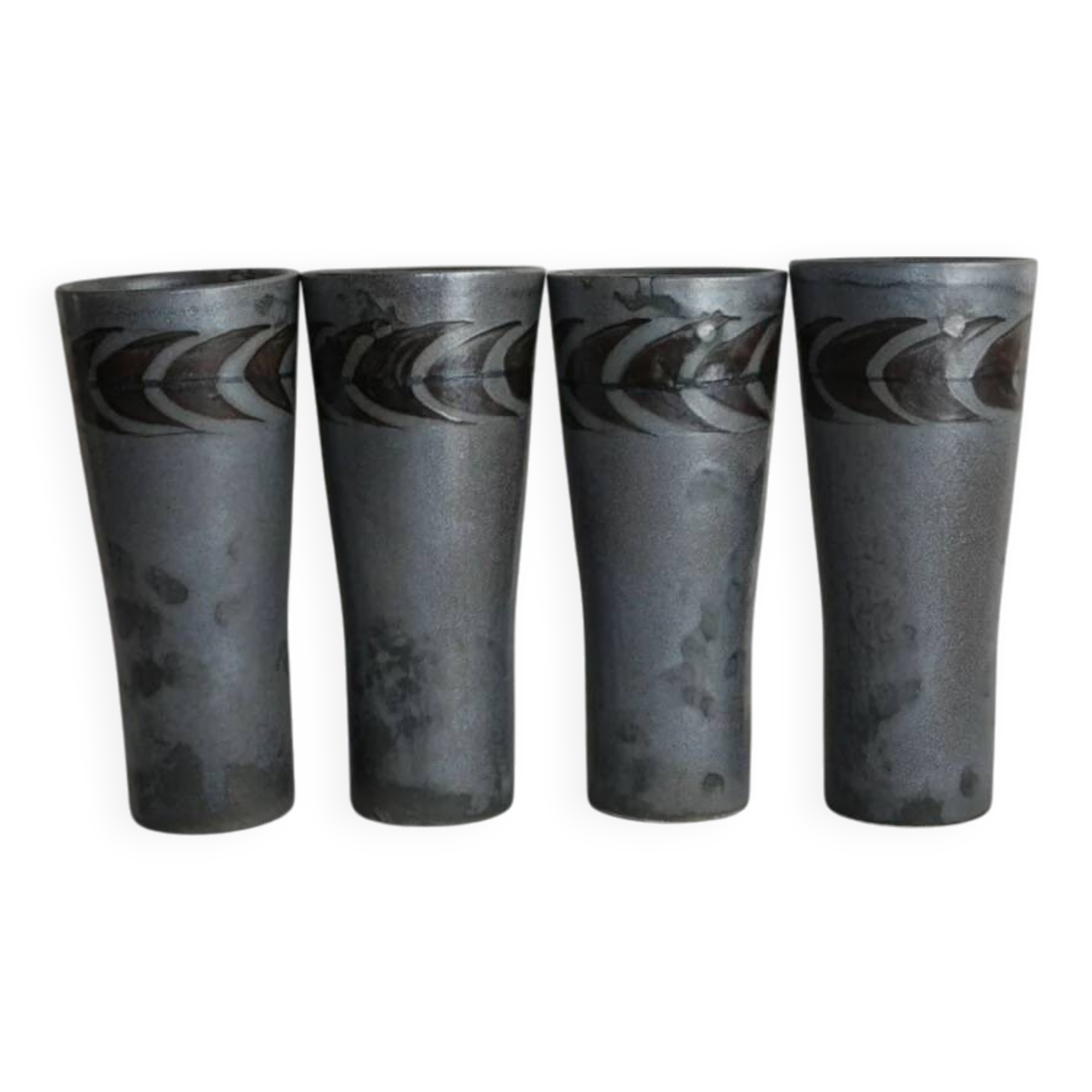 4 hand-painted ceramic mazagrans