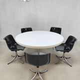 Midcentury dining office set Tecno 'Modus' chairs