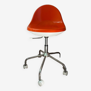 chaise pivotante vintage 70's à roulettes - orange - armet greta