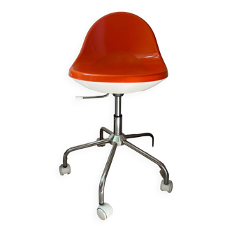 chaise pivotante vintage 70's à roulettes - orange - armet greta