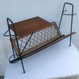 Wrought iron and rattan magazine holder