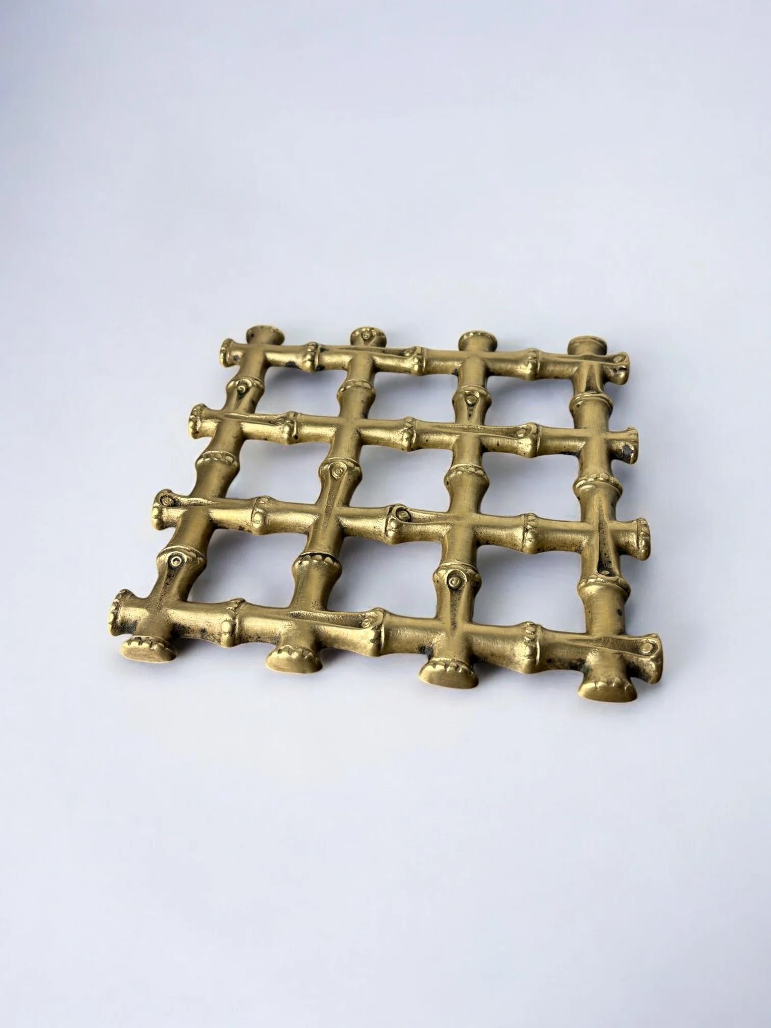 Faux bamboo trivet in bronze, Italy, 1970s