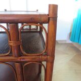 Retro-Side table-vinyl furniture-wood, rattan and bamboo-80s