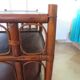 Retro side table - vinyl furniture - rattan and bamboo - 1980s