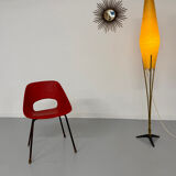 Ancien lampadaire amphore laiton et fibre design des années 60 vintage