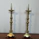 Pair of Large Brass Altar Candlesticks with Baluster Shaft and Tripod Base