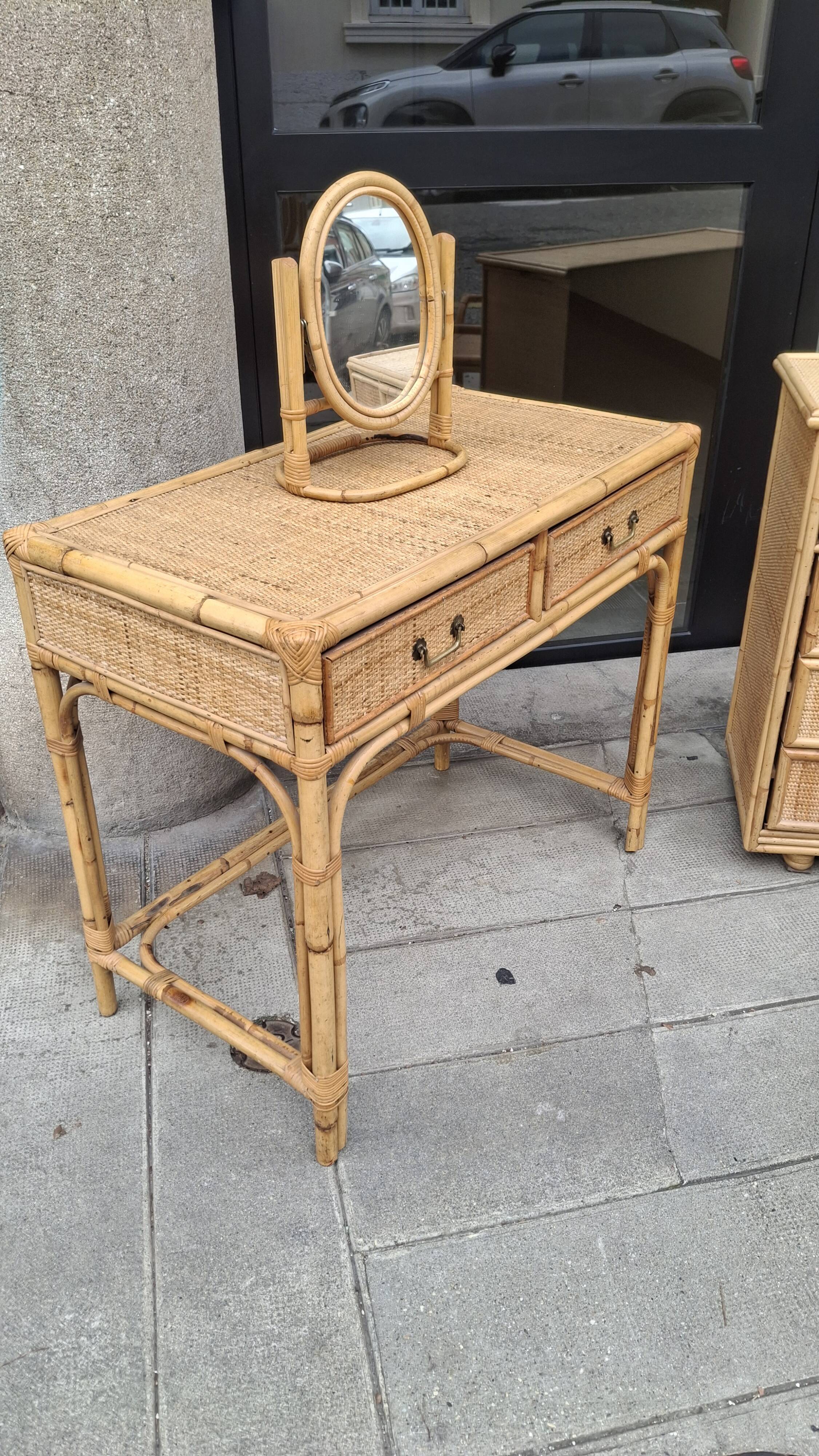 Woven rattan and wicker furniture. Vintage.