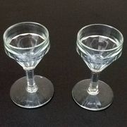 2 verres à pied bistrot verre transparent à facettes