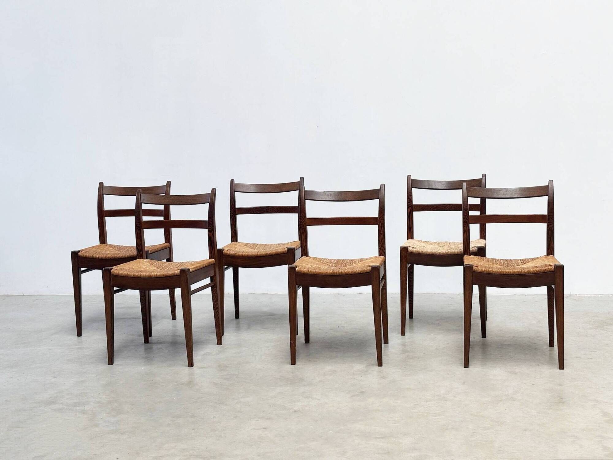 Ensemble de six chaises à repas en rotin par Jos De Mey pour Van Den Berghe Pauvers