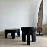 Monoxyl sofa end in black mango tree tripod half-sphere tray h:45 d:44