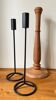 Trio de bougeoirs en teck et acier vintage