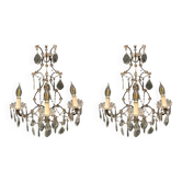 Vintage Crystal Wall Sconces, Italy, 1960s - Set of 2