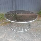 Table basse chrome et verre fumé