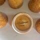 Set of 12 ochre Chavaillon de Sarreguemines cups