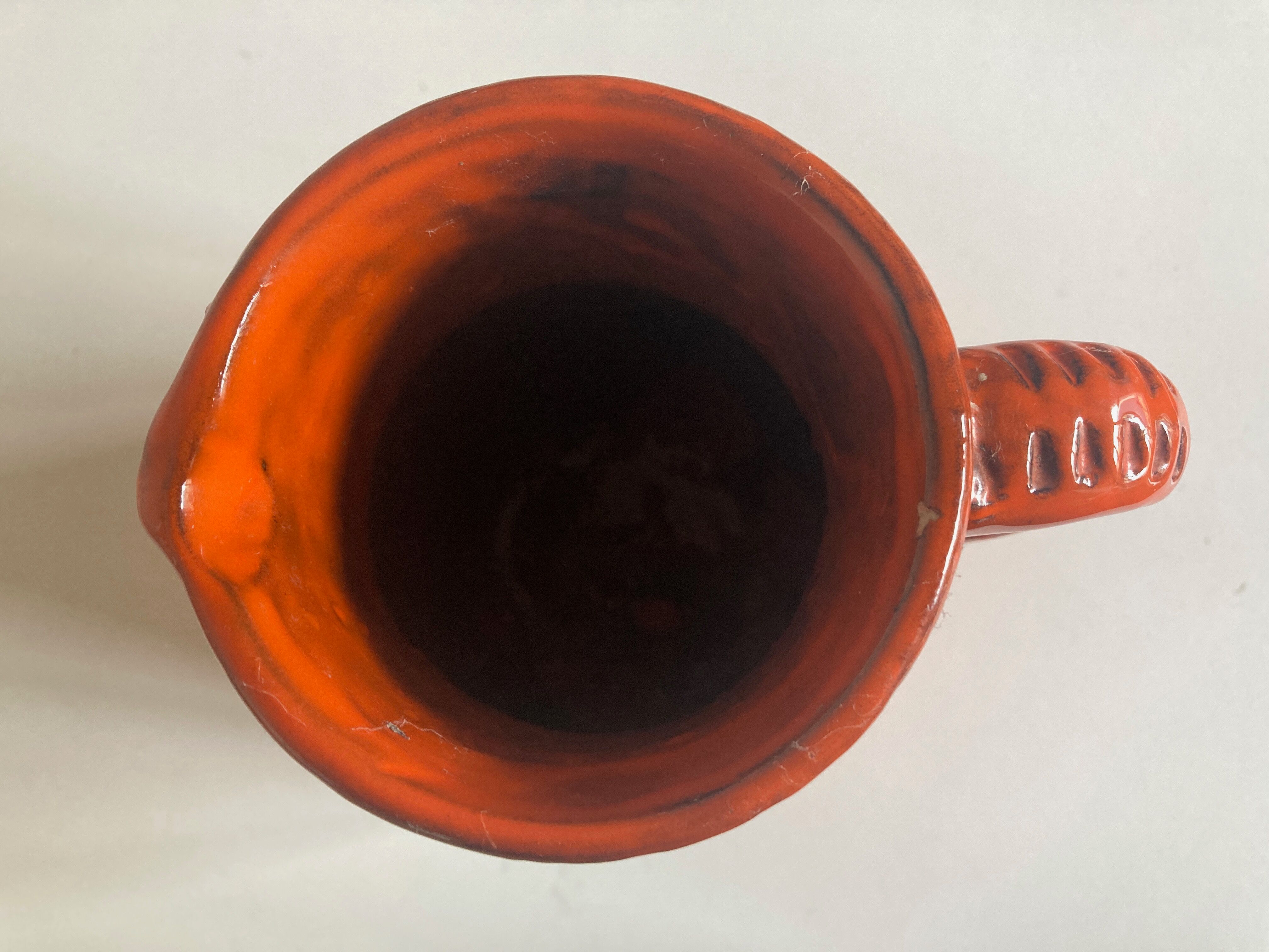 Bitossi Ceramiche orange pitcher vase by Aldo Londi Italian design