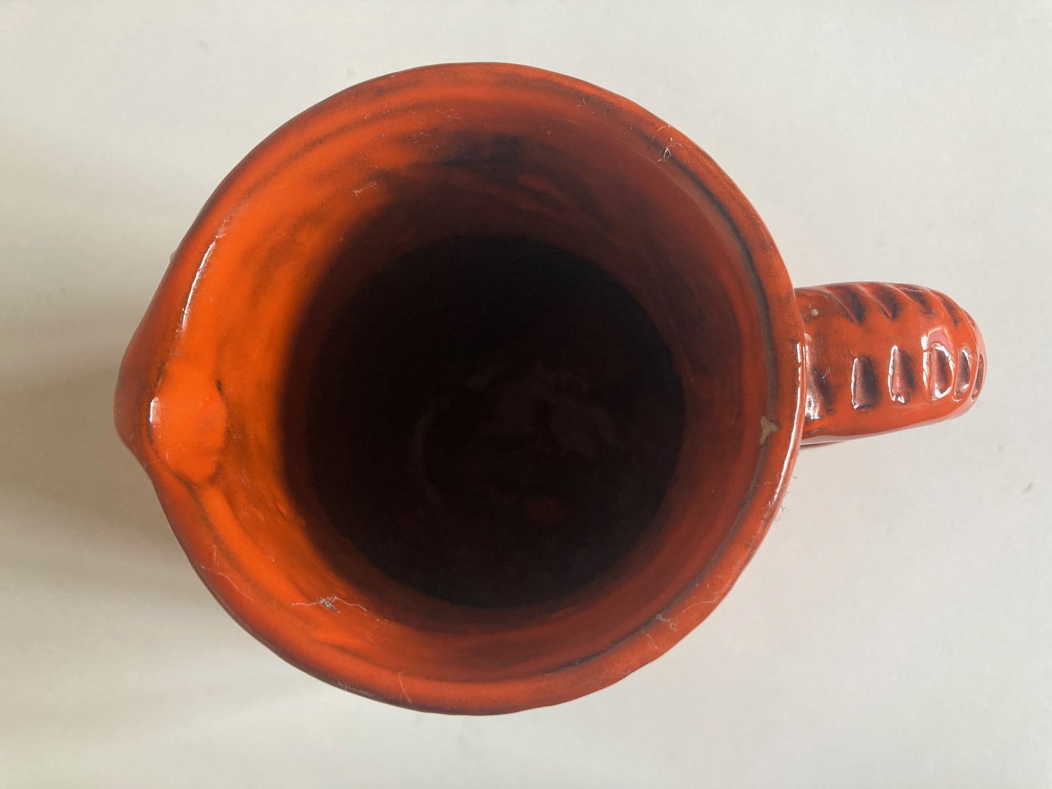 Bitossi Ceramiche orange pitcher vase by Aldo Londi Italian design