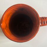 Bitossi Ceramiche orange pitcher vase by Aldo Londi Italian design