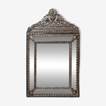 Miroir à Parcloses en Laiton Repoussé, style Louis XV – 2ème partie du XIXe