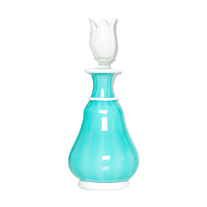 Bouteille verre opalin turquoise