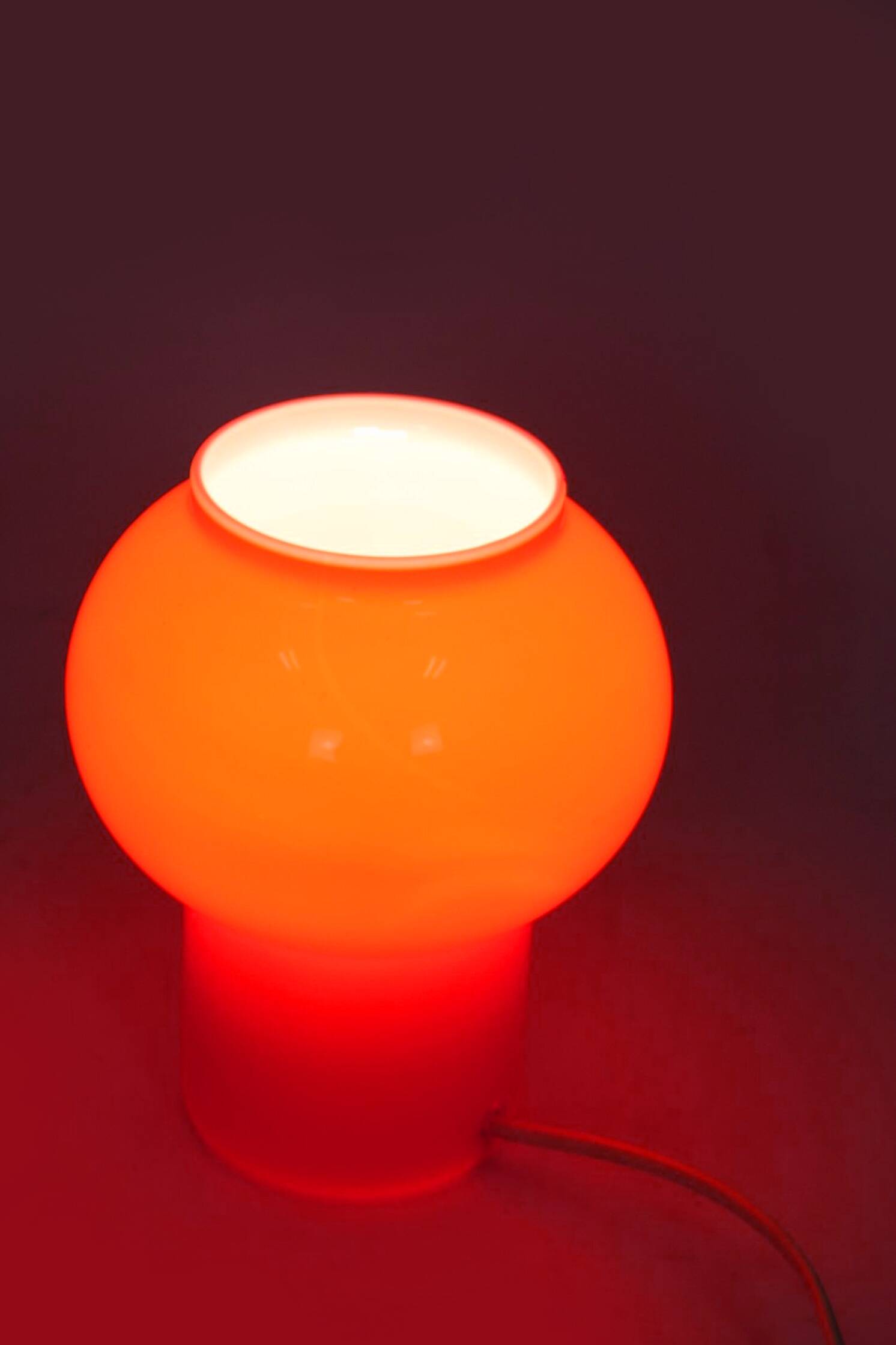 Vintage Red Glass Table Lamps attributed to Štěpán Tabery, 1970s