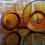 Set of 5 amber brown glasses Vereco 1970s