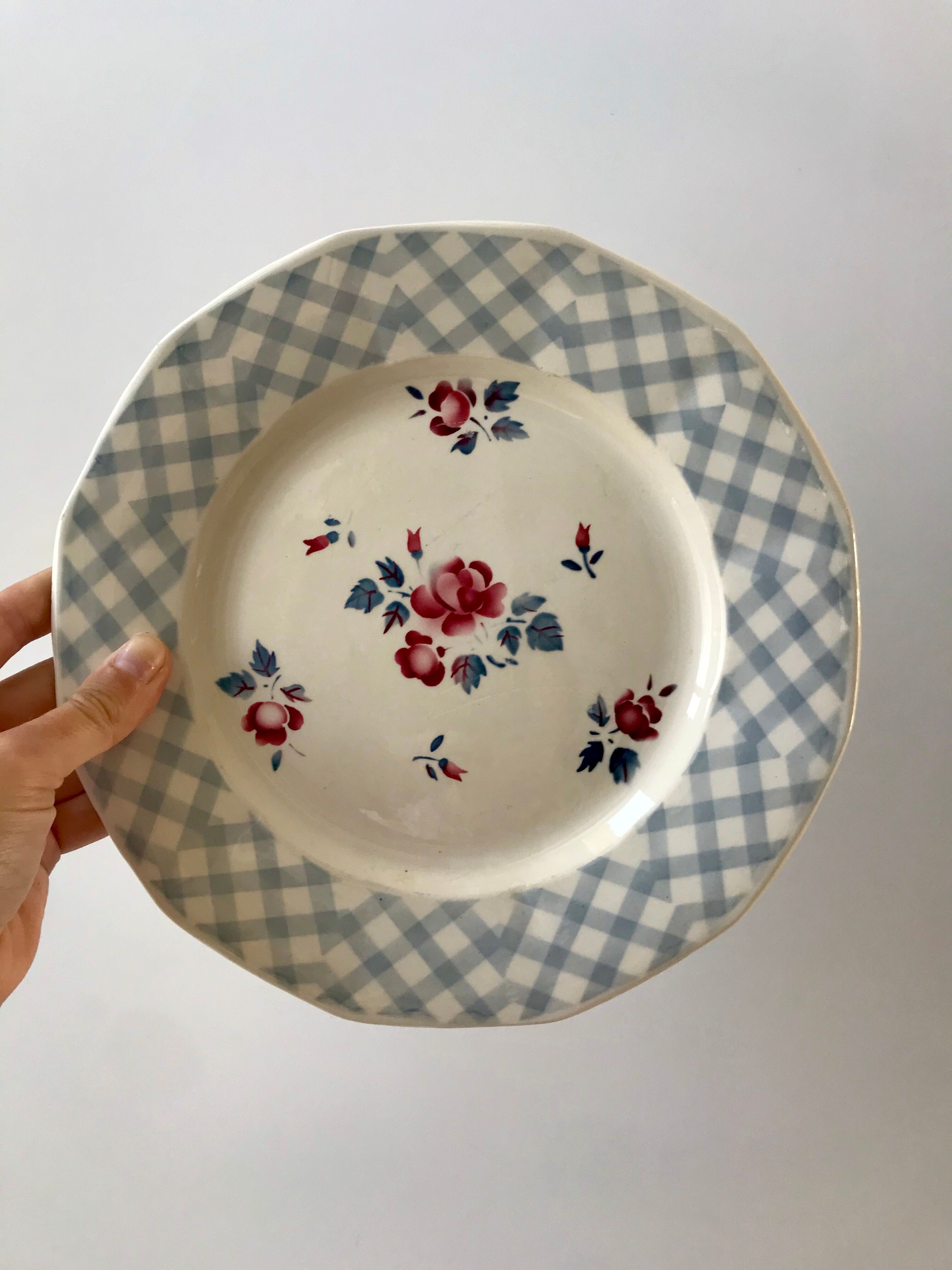 Set of 8 flat plates Digoin Sarreguemines 30s 40s