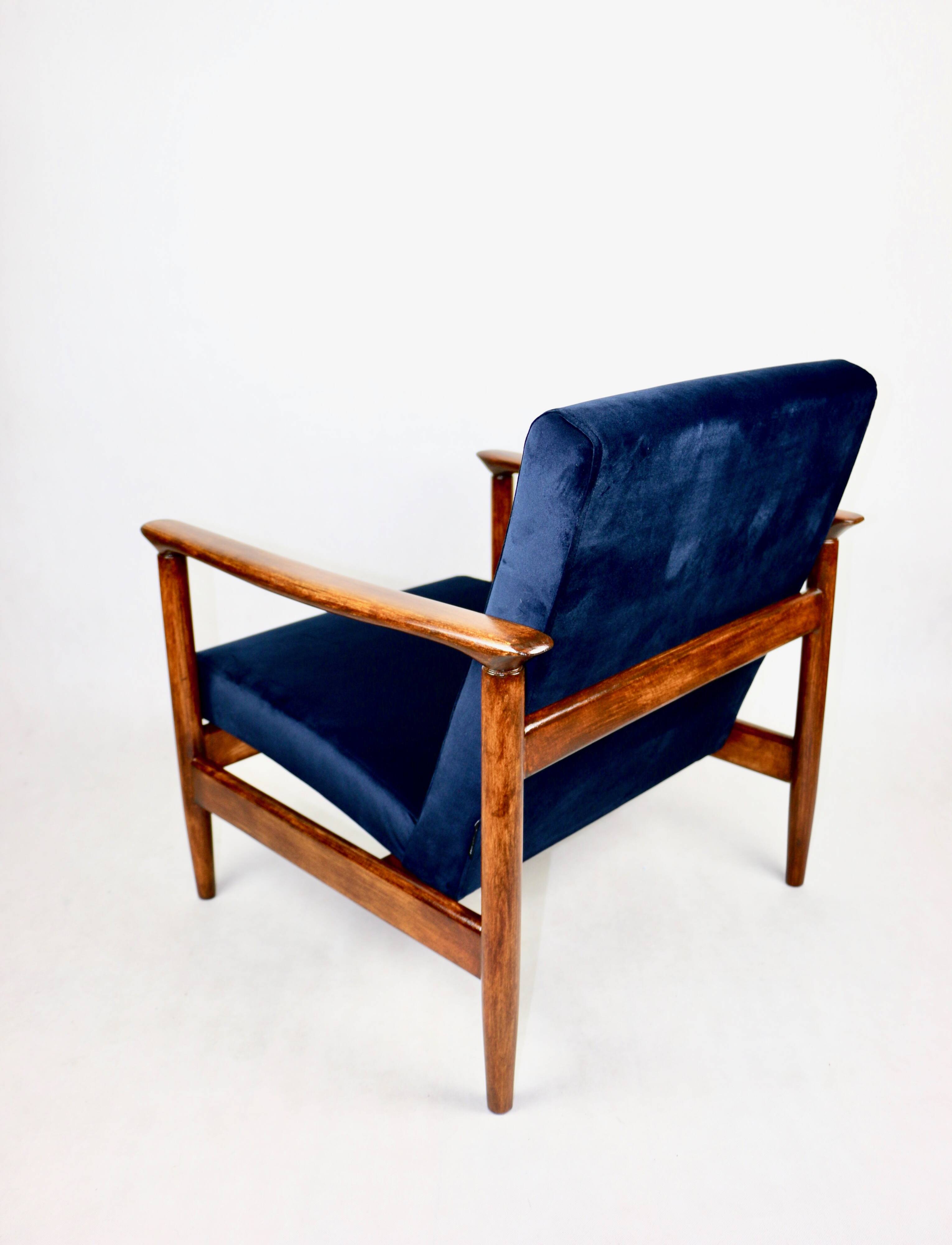 GFM-142 armchair, designed by Edmund Homa from the 70s, navy blue - 2 pieces available