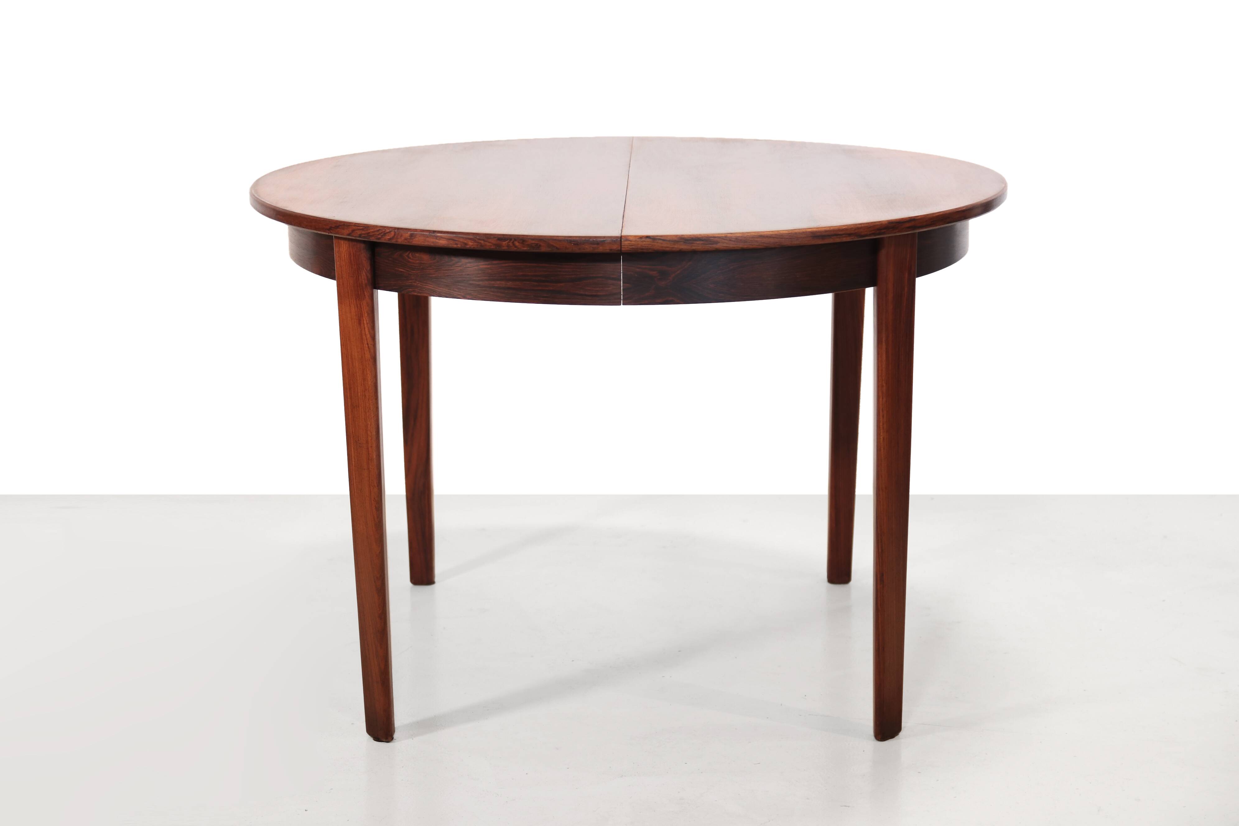Round Rosewood Omann Jun dining room table, 1960's