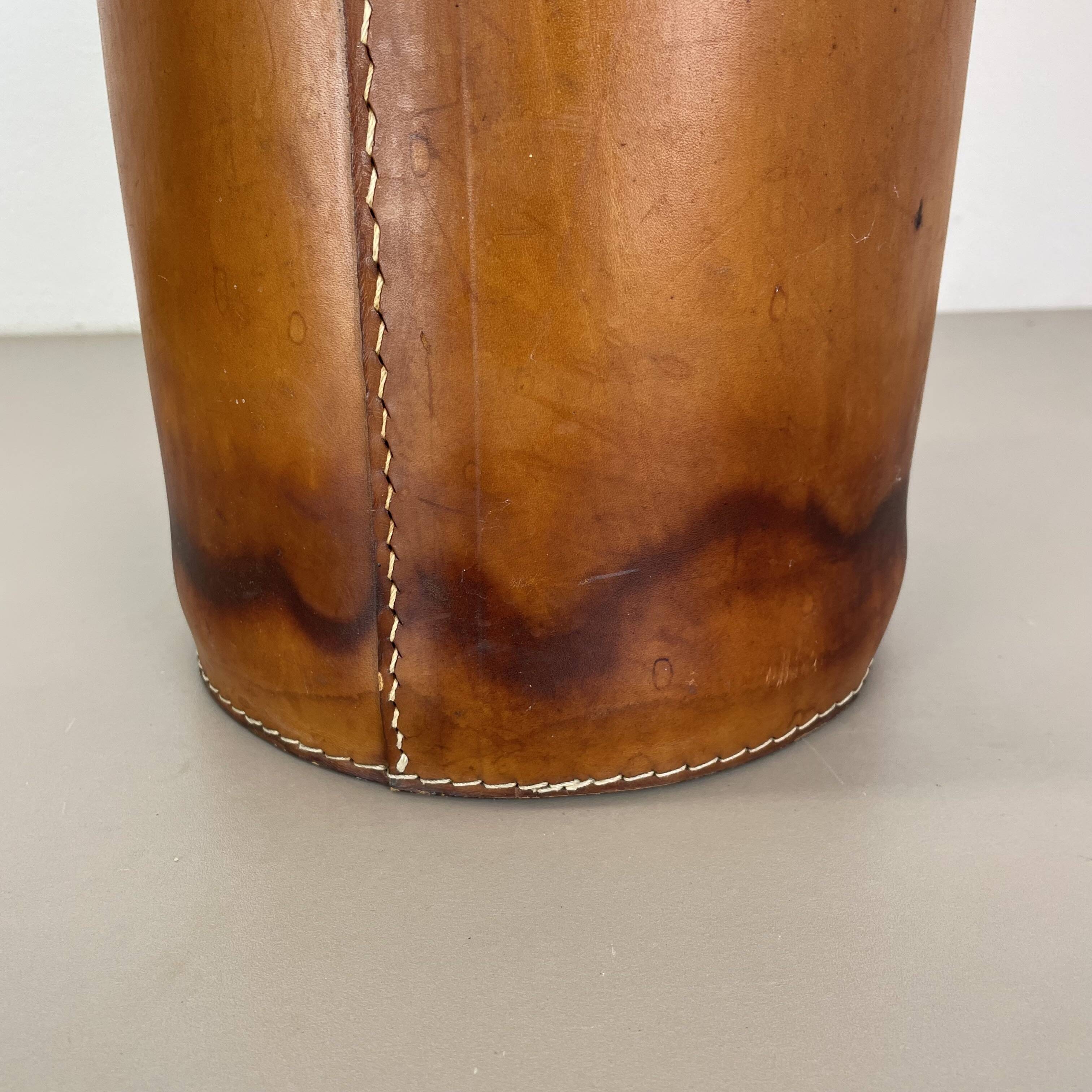 lovely real leather paper bin basket by Torben Ørskov & Co Denmark, 1960s