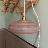 Lampe baladeuse vintage globe soucoupe en verre ciselé