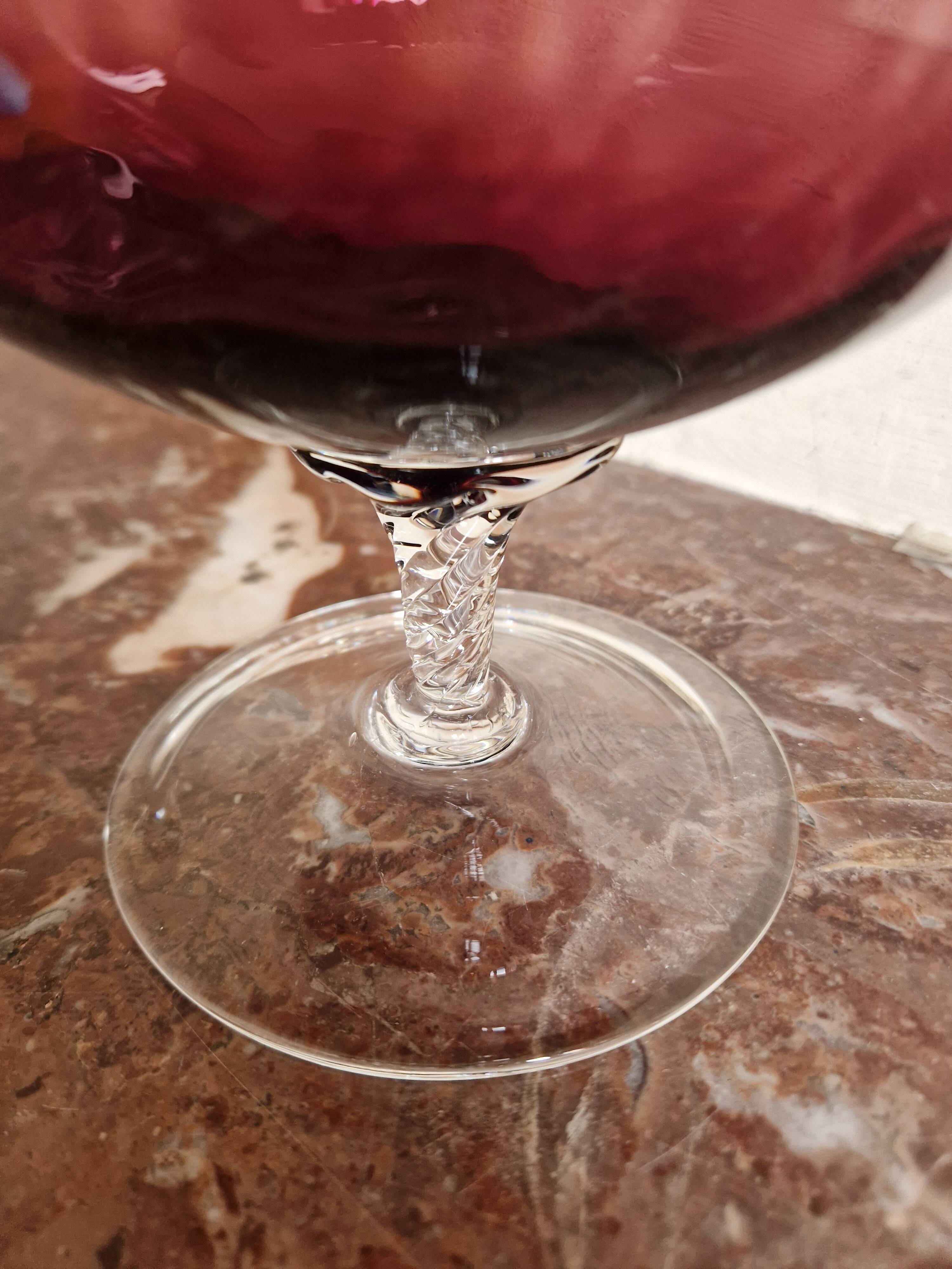 Vase, blown amethyst goblet with a twisted vintage stem.
