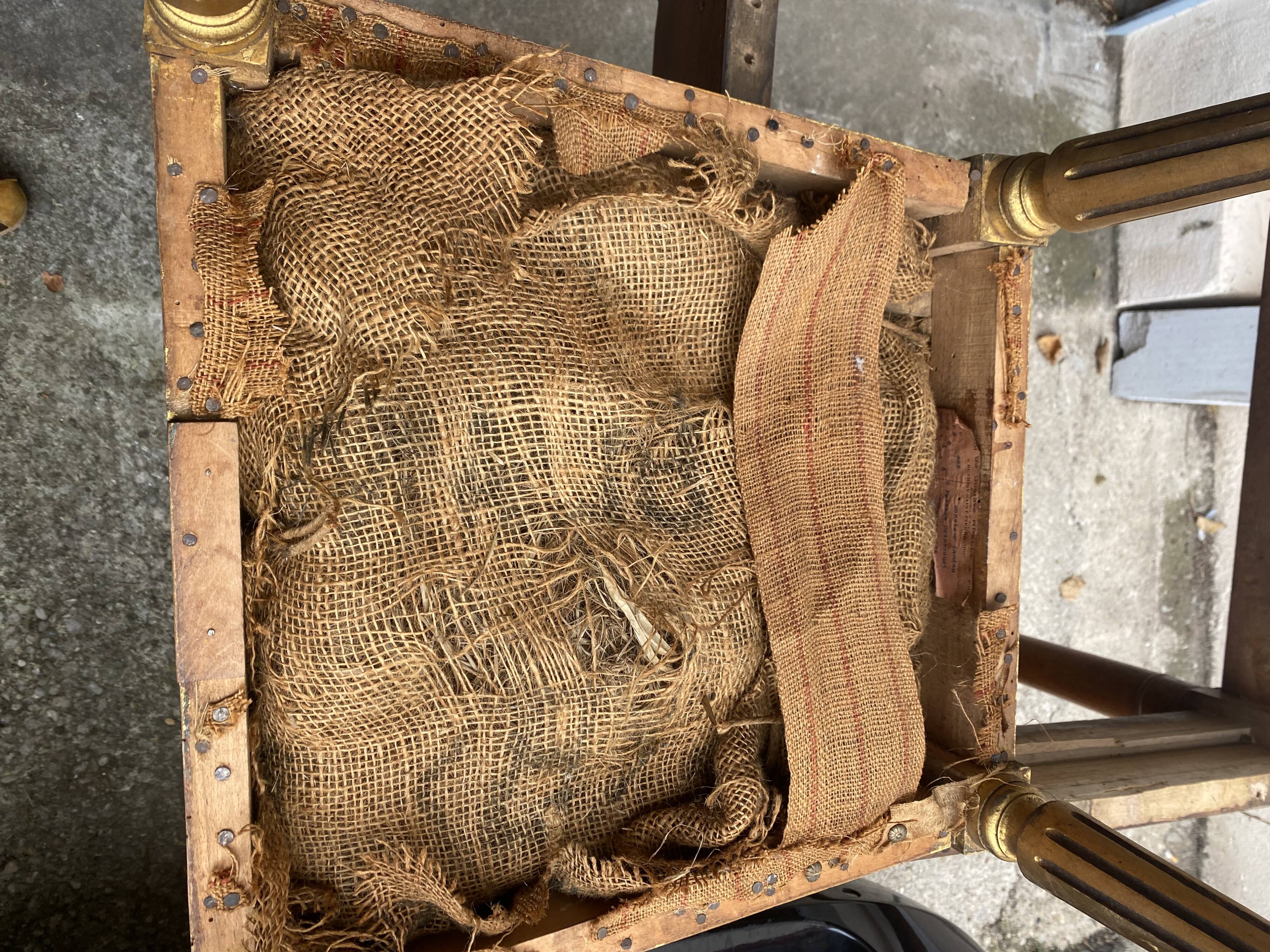 Louis XVI style living room in gilded wood. Napoleon III period
