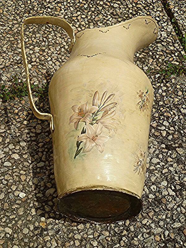 Vintage painted copper jug